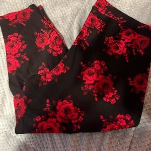 Torrid Red and Black rose legging